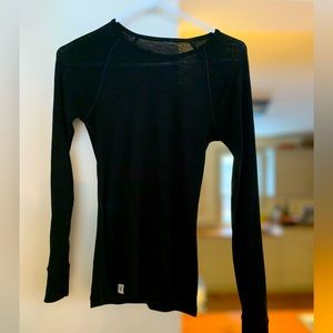 Ibex soft wool scoop neck long sleeve layering tee, Small